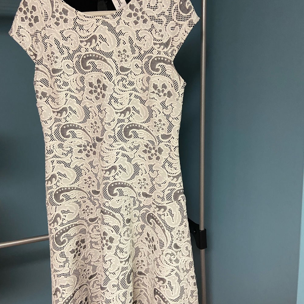 Julia Jordan Ivory Lace Cap Sleeve Fit & Flare Dress – Size 12